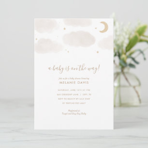 Baby shower Neutrale Waterverf wolken en sterren Kaart