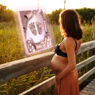 Baby shower New Girl Boy Feet Glam Roos 3D Kaart