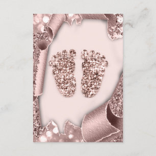 Baby shower New Girl Boy Feet Glam Roos Roze 3D Kaart