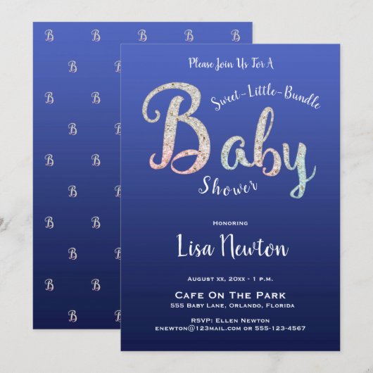 Baby shower, nieuwe baby, kaart (Voorkant / Achterkant)