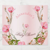 Baby shower nieuwe babyroze Floral Sparkling Wijnetiket (Enkel label)