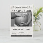 Baby shower nieuws papier foto kaart (Staand voorkant)
