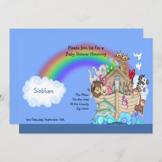 Baby shower Noahs Ark Kaart (Voorkant / Achterkant)