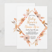 Baby shower Nodig Autumn Herfst Auburn Floral uit Kaart (Voorkant / Achterkant)