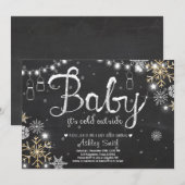 Baby shower Nodig Baby uit Het is koud buiten Kaart (Voorkant / Achterkant)