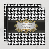 Baby shower Nodig Elegant Damask Blauwgroen Rood G Kaart (Voorkant / Achterkant)