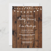 Baby shower Nodig Wood Rustic Lights Couple Party  Kaart (Voorkant)