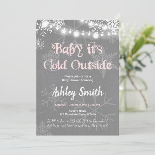 Baby shower nodigen Baby het is koud buiten de win Kaart (Staand voorkant)