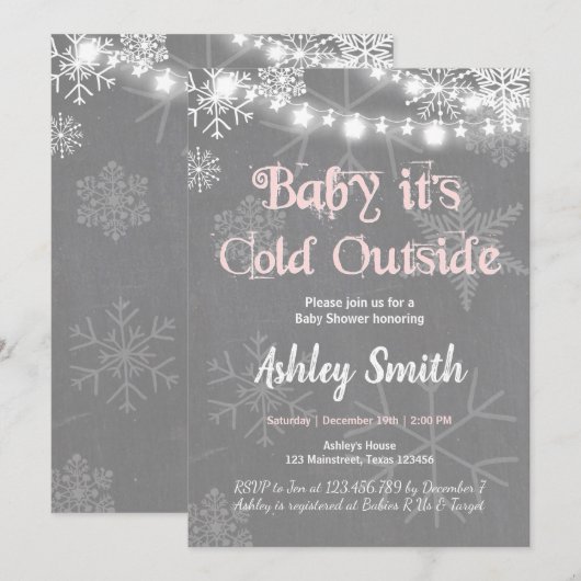 Baby shower nodigen Baby het is koud buiten de win Kaart (Voorkant / Achterkant)