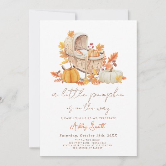 Baby shower nodigen kleine pompoen Herfst herfst Kaart (Voorkant)