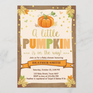 Baby shower nodigen Little Pumpkin Herfst uit in L Kaart