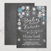 baby shower nodigt Baby uit. Het is koud buiten Bo Kaart (Voorkant / Achterkant)