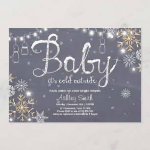 baby shower nodigt Baby uit het koud is buiten Sil Kaart