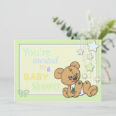 baby shower nodigt Beren uit voor Button Kaart (Staand voorkant)
