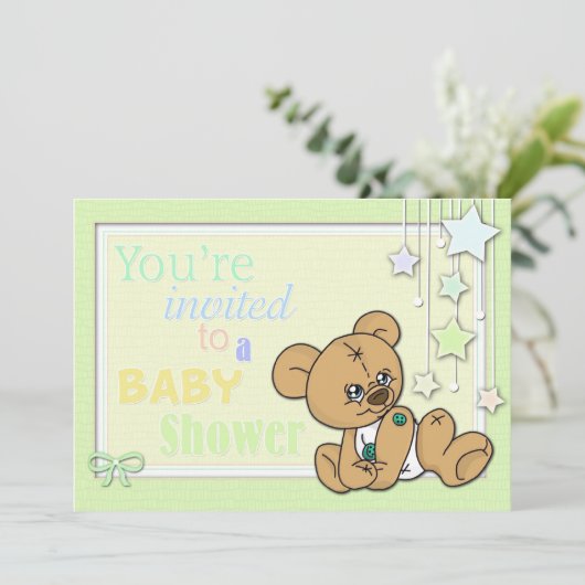 baby shower nodigt Beren uit voor Button Kaart (Staand voorkant)