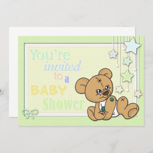 baby shower nodigt Beren uit voor Button Kaart (Voorkant / Achterkant)