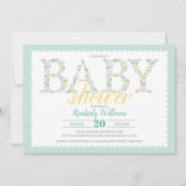 baby shower nodigt geslachtsneutraal groen geel ui kaart (Voorkant)