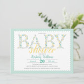 baby shower nodigt geslachtsneutraal groen geel ui kaart (Staand voorkant)