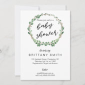 baby shower nodigt Greenery Wreath uit Kaart (Voorkant)