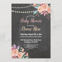 baby shower nodigt Lila krijt van de Bloempartij u