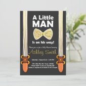 baby shower nodigt Little Man Bow Stropdas Black G Kaart (Staand voorkant)