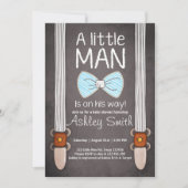 baby shower nodigt Little Man Bow stropdas Blue br Kaart (Voorkant)
