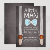 baby shower nodigt Little Man Bow stropdas Blue br Kaart (Voorkant / Achterkant)