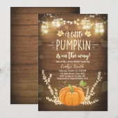Baby shower nodigt Little Pumpkin Herfst wood rust Kaart (Voorkant / Achterkant)