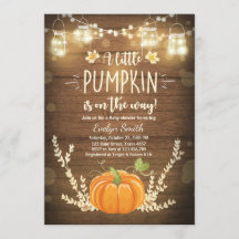 Baby shower nodigt Little Pumpkin Herfst wood rust