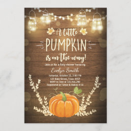 Baby shower nodigt Little Pumpkin Herfst wood rust Kaart