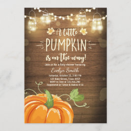 Baby shower nodigt Little Pumpkin Herfst wood rust Kaart