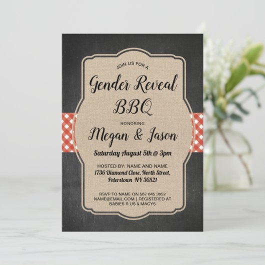 baby shower nodigt paren uit BBQ Gender onthulling Kaart (Staand voorkant)