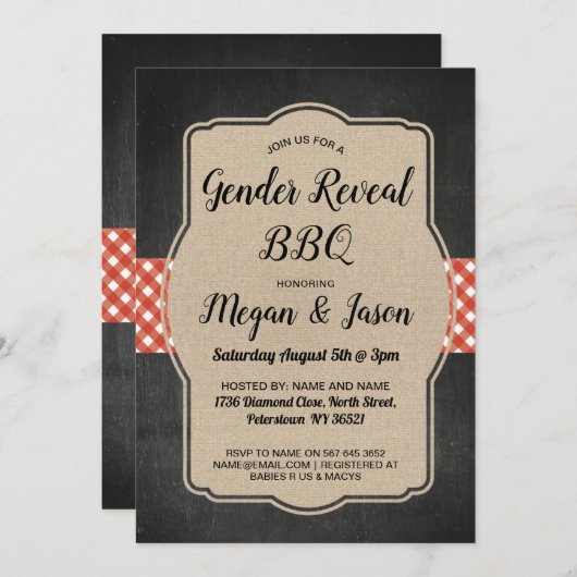 baby shower nodigt paren uit BBQ Gender onthulling Kaart (Voorkant / Achterkant)