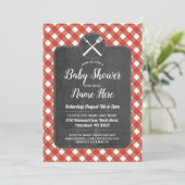baby shower nodigt Red Gingham Chalk BBQ Style uit Kaart (Staand voorkant)