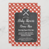 baby shower nodigt Red Gingham Chalk BBQ Style uit Kaart (Voorkant / Achterkant)