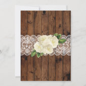 baby shower nodigt Rustic Party Lace Wood Roos uit Kaart (Achterkant)