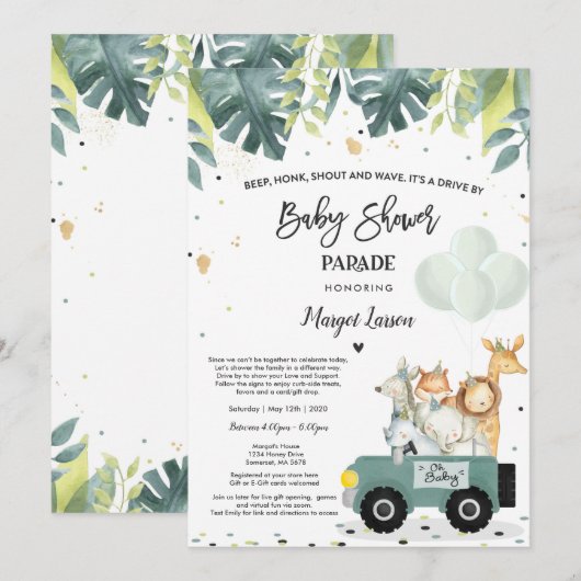 Baby shower nodigt Safari Baby shower uit Kaart (Voorkant / Achterkant)