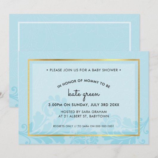 BABY SHOWER NODIGT schattig bloeiend bleek blauw g Kaart (Voorkant / Achterkant)