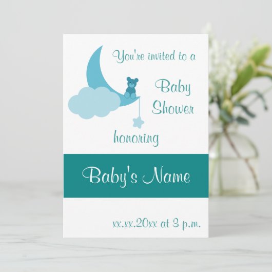 Baby shower nodigt Sjabloon uit - voor mannen Kaart (Staand voorkant)