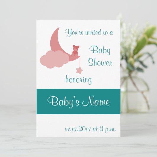 Baby shower nodigt Sjabloon uit - voor vrouw Kaart (Staand voorkant)