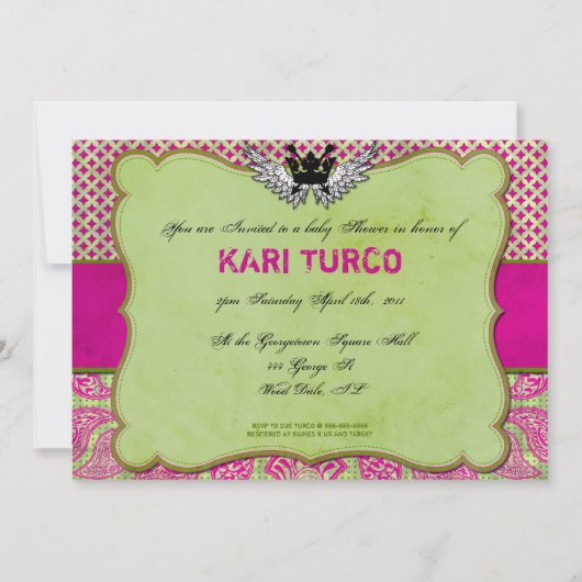 baby shower nodigt stad en hip uit. kaart (Voorkant)