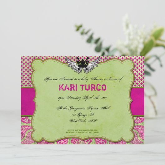 baby shower nodigt stad en hip uit. kaart (Staand voorkant)