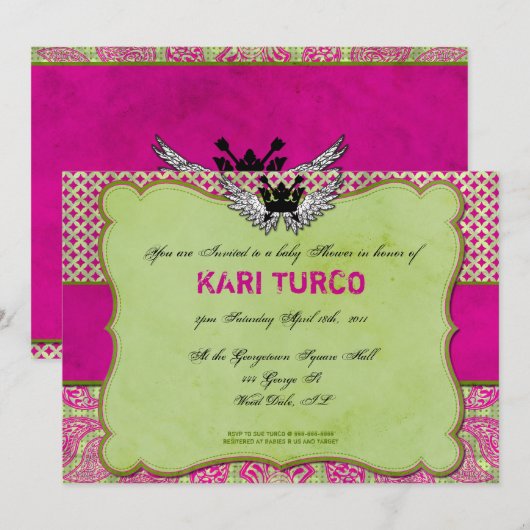 baby shower nodigt stad en hip uit. kaart (Voorkant / Achterkant)