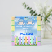 BABY SHOWER nodigt TWINS uit! Kaart (Staand voorkant)