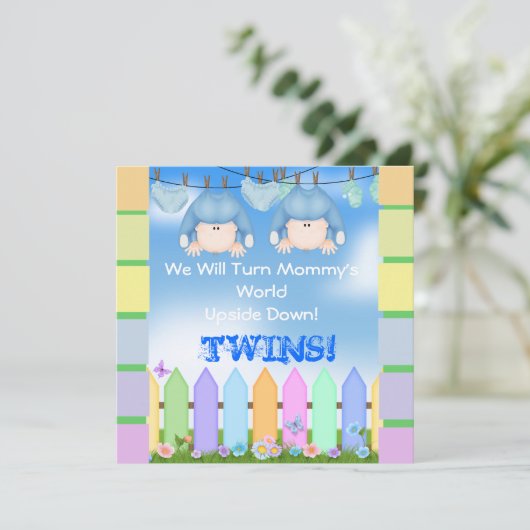 BABY SHOWER nodigt TWINS uit! Kaart (Staand voorkant)