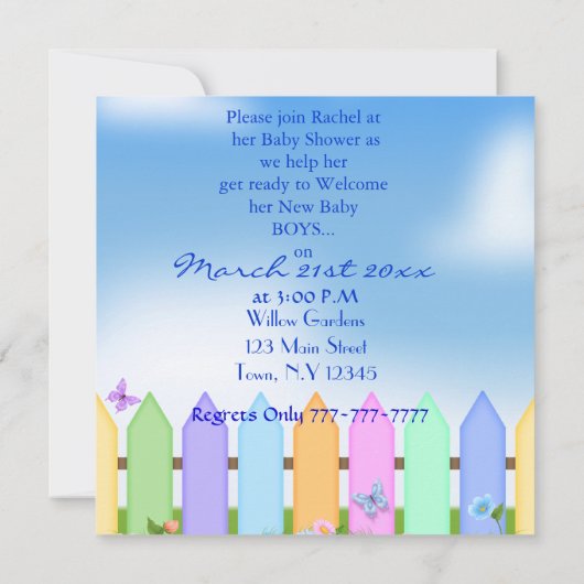 BABY SHOWER nodigt TWINS uit! Kaart (Achterkant)