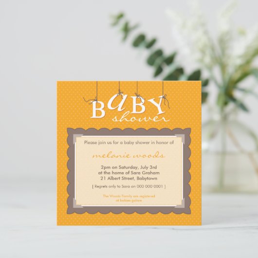 BABY SHOWER NODIGT UIT:: baby letters 1SQ Kaart (Staand voorkant)