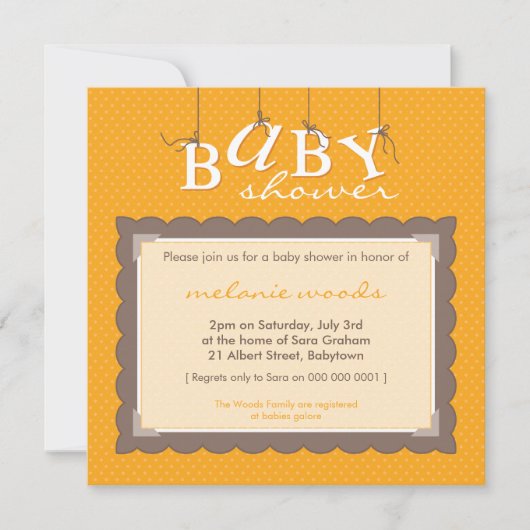 BABY SHOWER NODIGT UIT:: baby letters 1SQ Kaart (Voorkant)