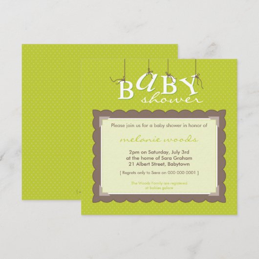 BABY SHOWER NODIGT UIT:: baby letters 2SQ Kaart (Voorkant / Achterkant)