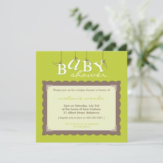 BABY SHOWER NODIGT UIT:: baby letters 2SQ Kaart (Staand voorkant)